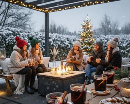 Weihnachtsstimmung im eigenen Garten, AI generiert